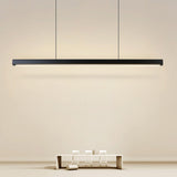 Simple Black Linear Adjustable Island Pendant Light Image - 4