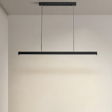 Simple Black Linear Adjustable Island Pendant Light Image - 7