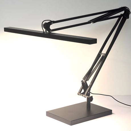 Simple Black Linear Adjustable Metal Arm Table Lamp Image - 1