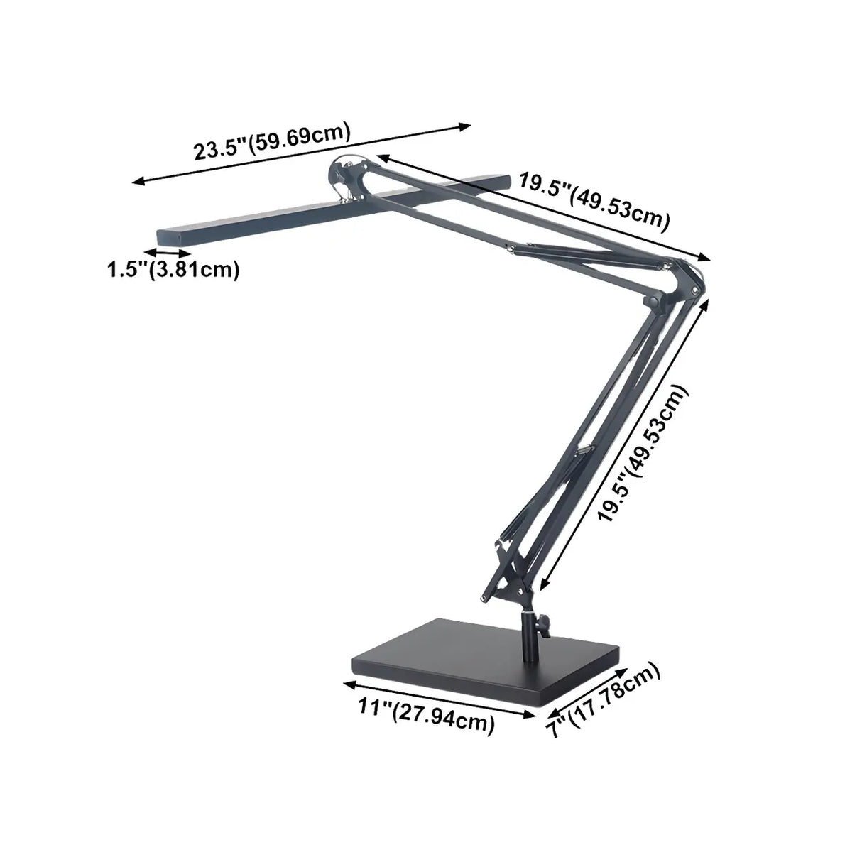 Simple Black Linear Adjustable Metal Arm Table Lamp 