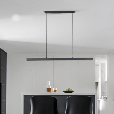 Simple Black Linear Kitchen Island Hanging Light Image - 1