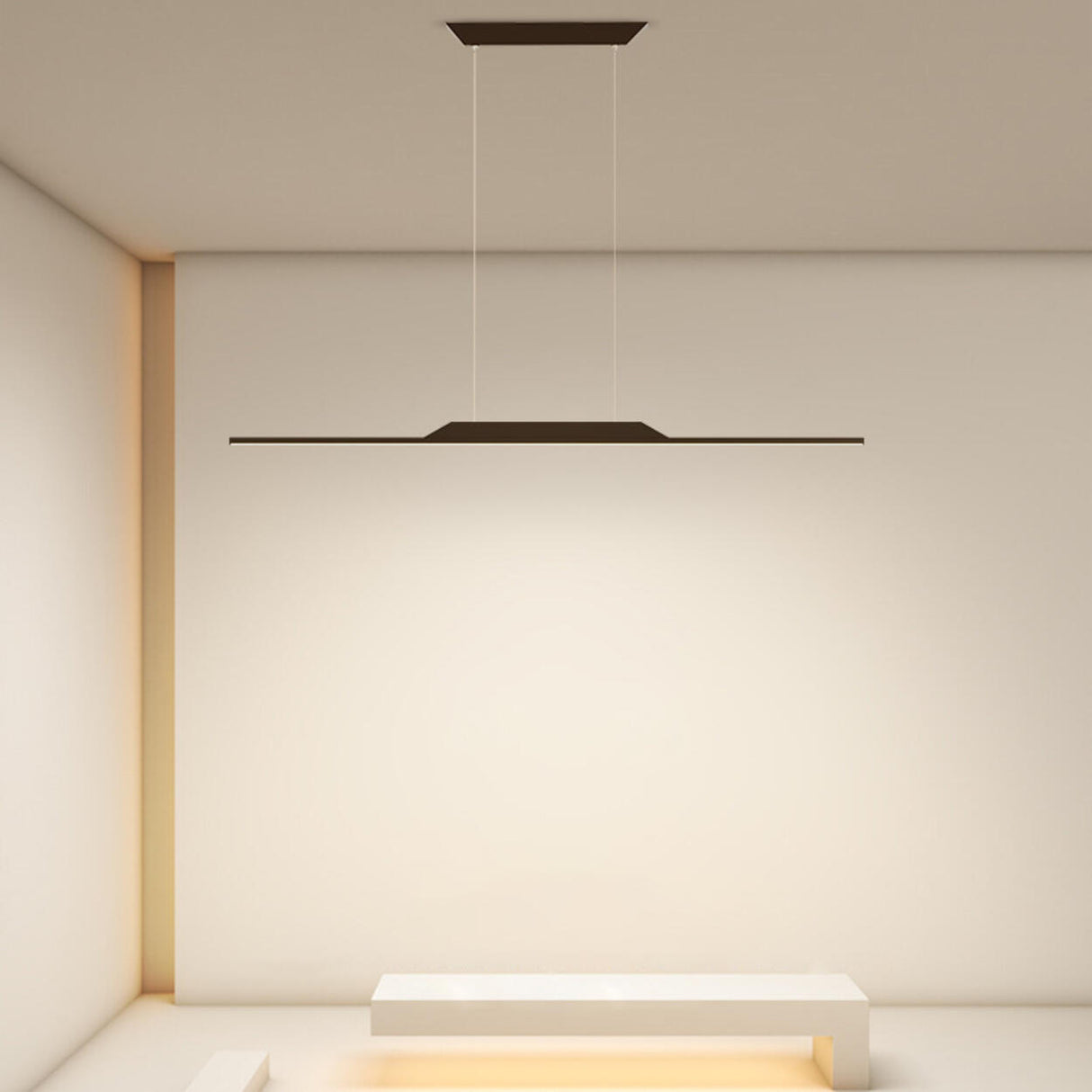 Simple Black Linear Metal LED Island Ceiling Light Image - 1