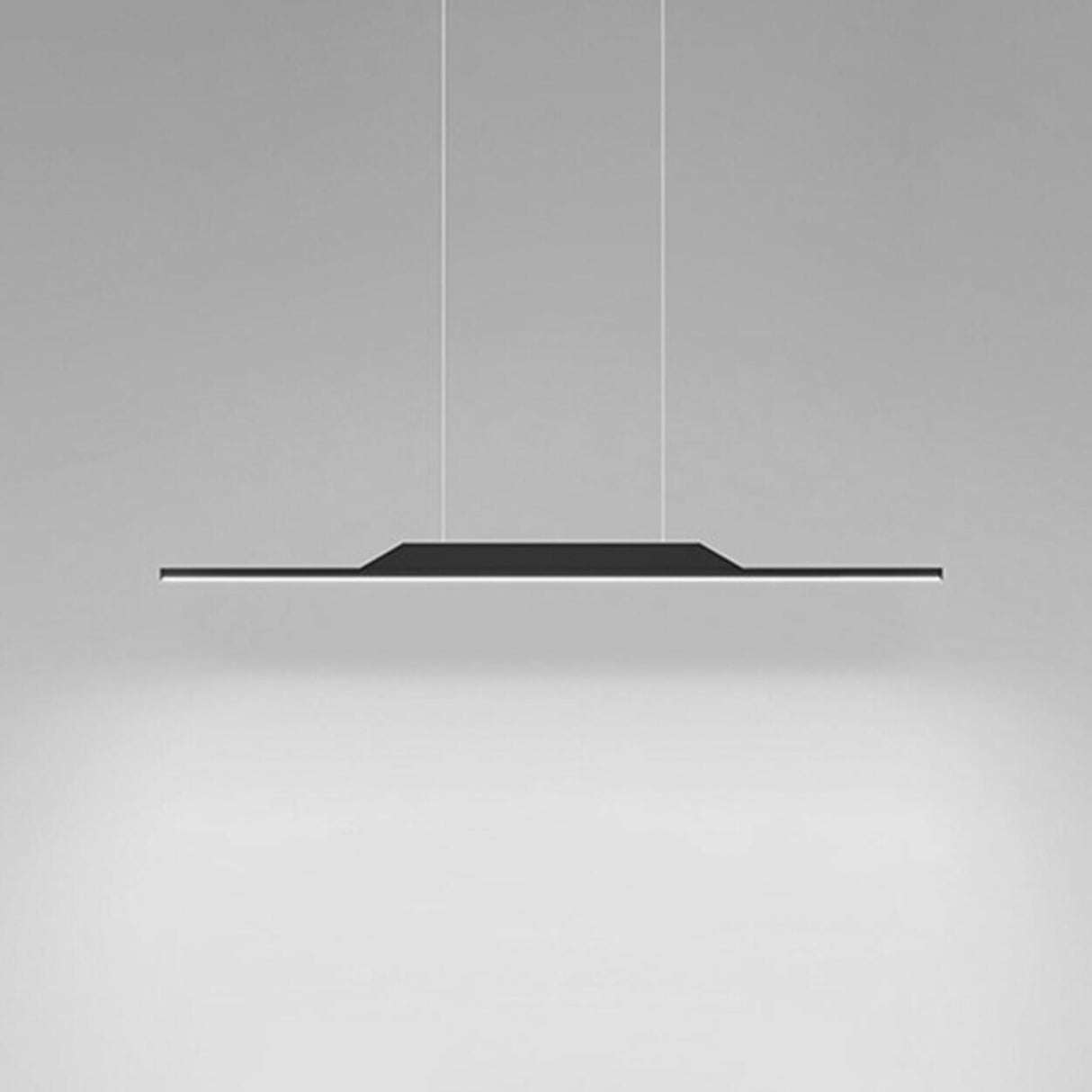 Simple Black Linear Metal LED Island Ceiling Light Image - 4