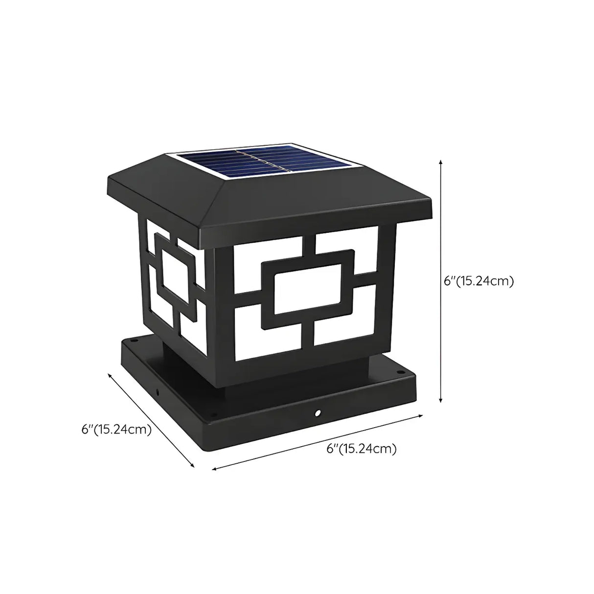 Simple Black Modern Solar-Powered Outdoor Post Lamp 