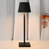 Simple Black Pleated Shade Square Base Metal Table Lamp Image - 1