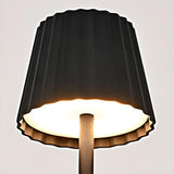 Simple Black Pleated Shade Square Base Metal Table Lamp Image - 11