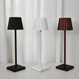 Simple Black Pleated Shade Square Base Metal Table Lamp Image - 12