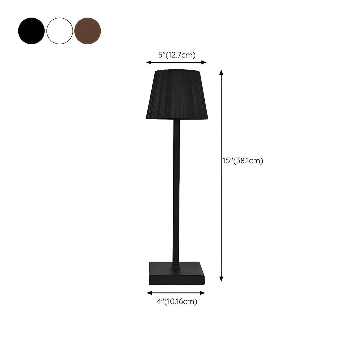 Simple Black Pleated Shade Square Base Metal Table Lamp 