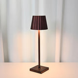 Simple Black Pleated Shade Square Base Metal Table Lamp Image - 3