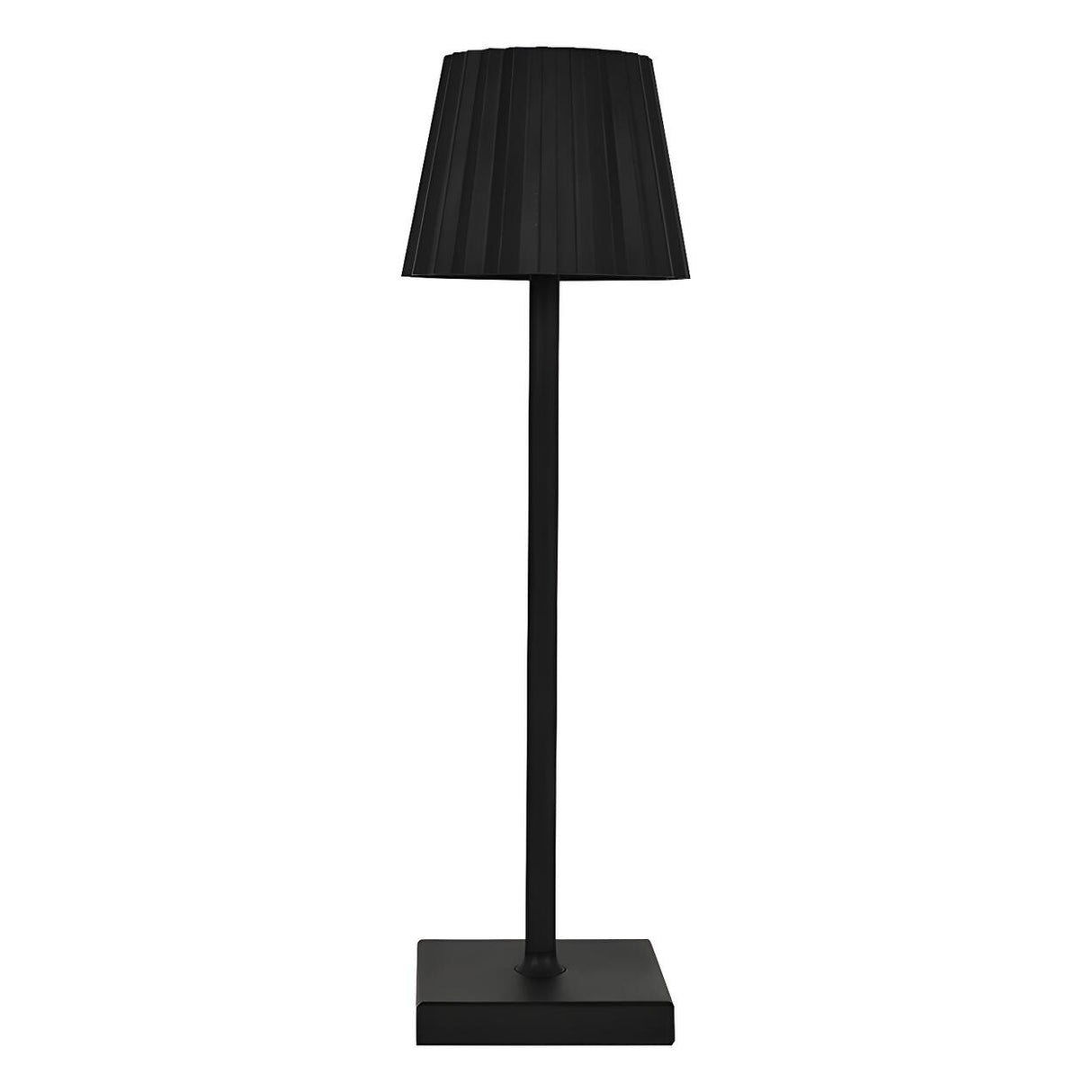 Simple Black Pleated Shade Square Base Metal Table Lamp Image - 5