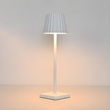 Simple Black Pleated Shade Square Base Metal Table Lamp Image - 7