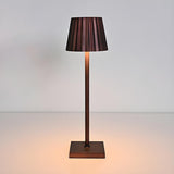 Simple Black Pleated Shade Square Base Metal Table Lamp Image - 8