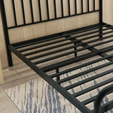 Simple Black Rectangular Iron Open-Frame Bed with Legs Image - 10