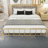 Simple Black Rectangular Iron Open-Frame Bed with Legs Image - 2