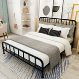 Simple Black Rectangular Iron Open-Frame Bed with Legs Image - 4