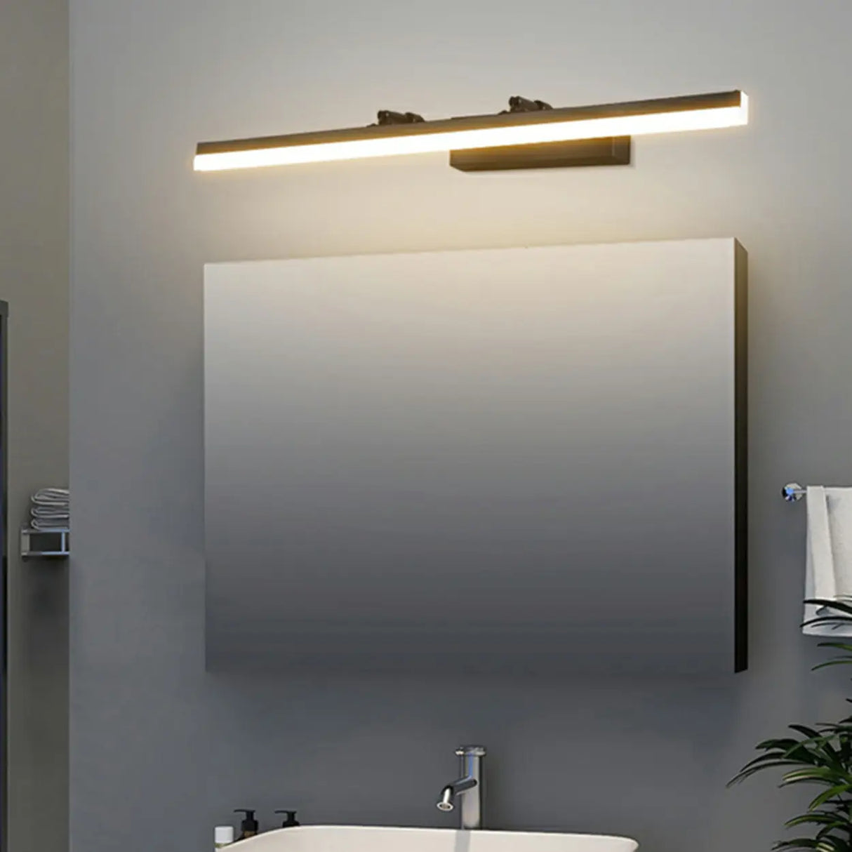 Simple Black Rectangular LED Bathroom Vanity Light Image - 1