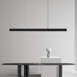 Simple Black Rectangular LED Island Pendant Light Image - 1