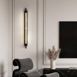 Simple Black Slim Vertical Design Metal Wall Sconce Image - 1