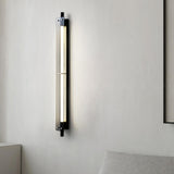 Simple Black Slim Vertical Design Metal Wall Sconce Image - 14