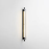 Simple Black Slim Vertical Design Metal Wall Sconce Image - 2