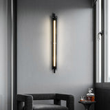 Simple Black Slim Vertical Design Metal Wall Sconce Image - 6