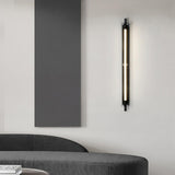 Simple Black Slim Vertical Design Metal Wall Sconce Image - 7