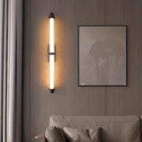 Simple Black Slim Vertical LED Wall Sconce Light Image - 2