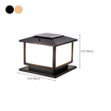 Simple Black Square Solar Metal Outdoor Pillar Lamp #size