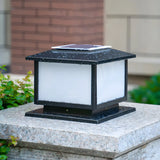 Simple Black Square Solar Metal Outdoor Pillar Lamp Image - 6