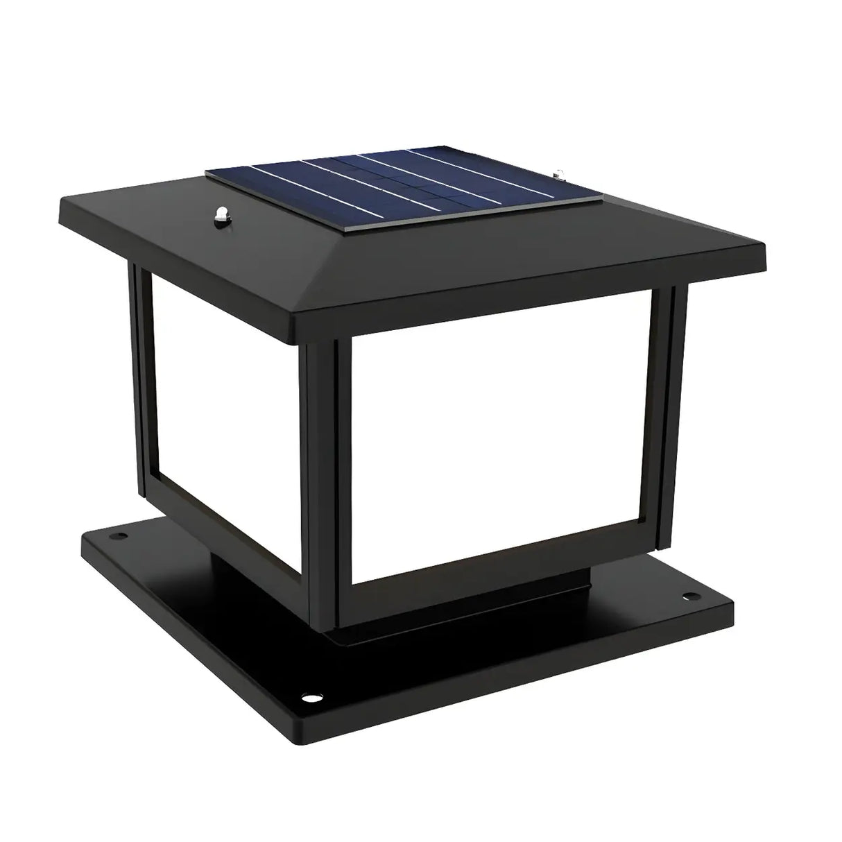 Simple Black Square Solar Metal Outdoor Pillar Lamp Image - 7