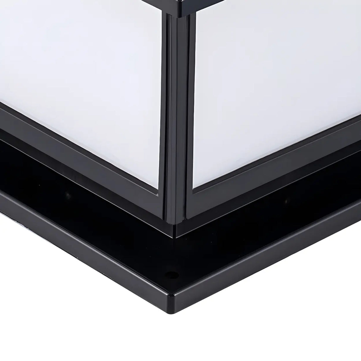 Simple Black Square Solar Metal Outdoor Pillar Lamp Image - 9