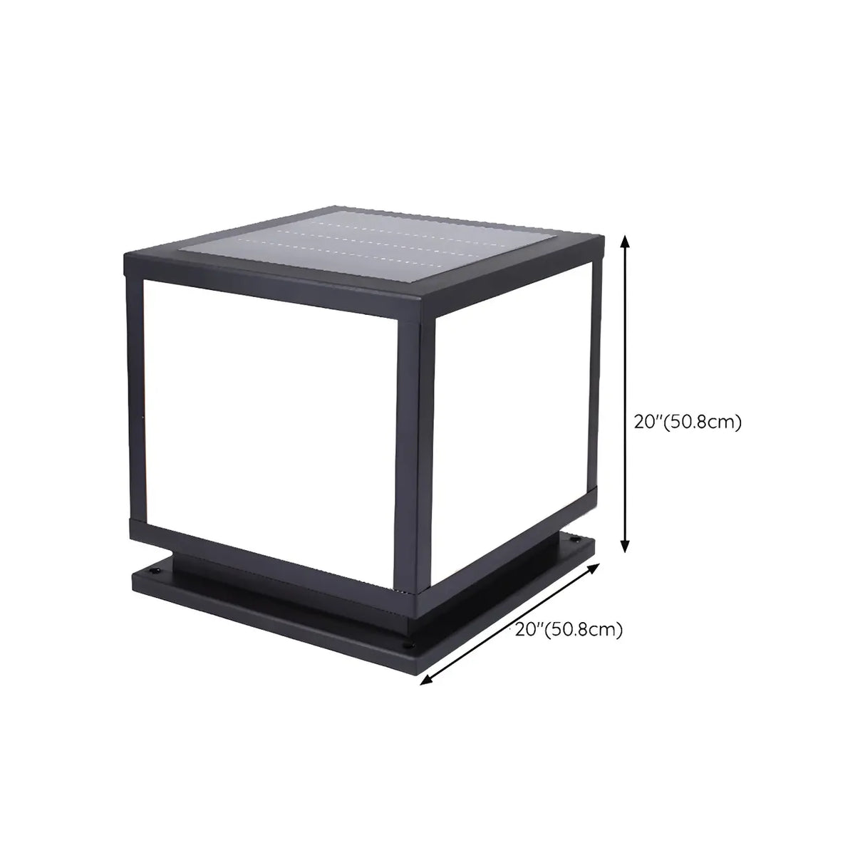 Simple Black Square Solar Outdoor Garden Post Light 