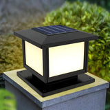 Simple Black Square Solar Outdoor Post Table Lamp Image - 1