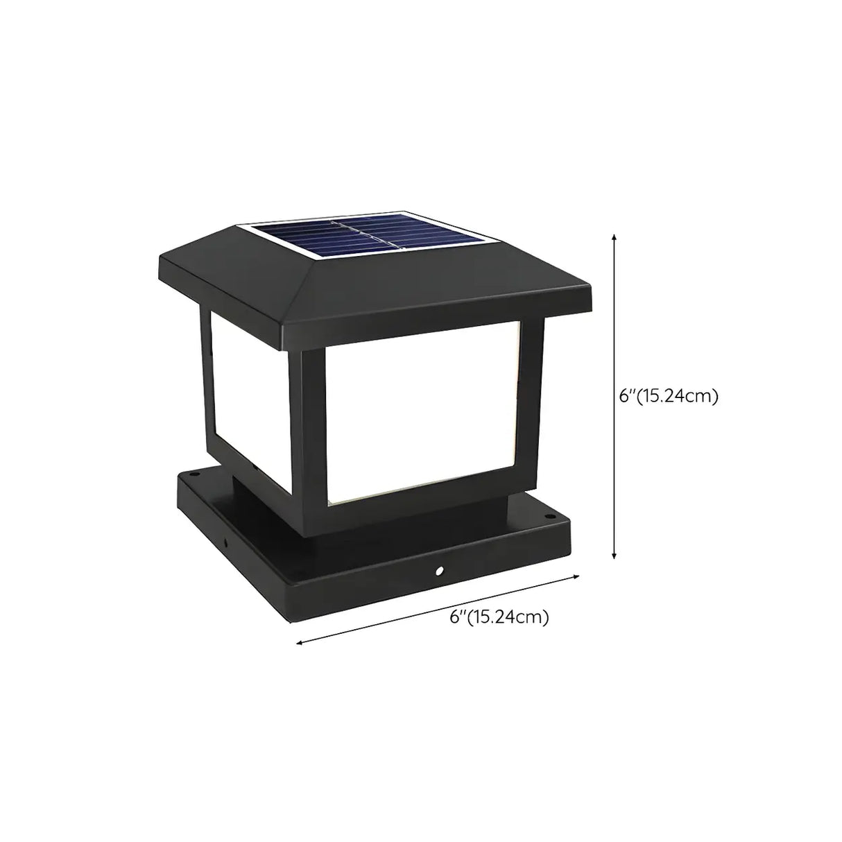 Simple Black Square Solar Outdoor Post Table Lamp 