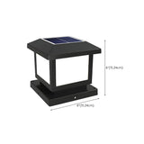 Simple Black Square Solar Outdoor Post Table Lamp #size