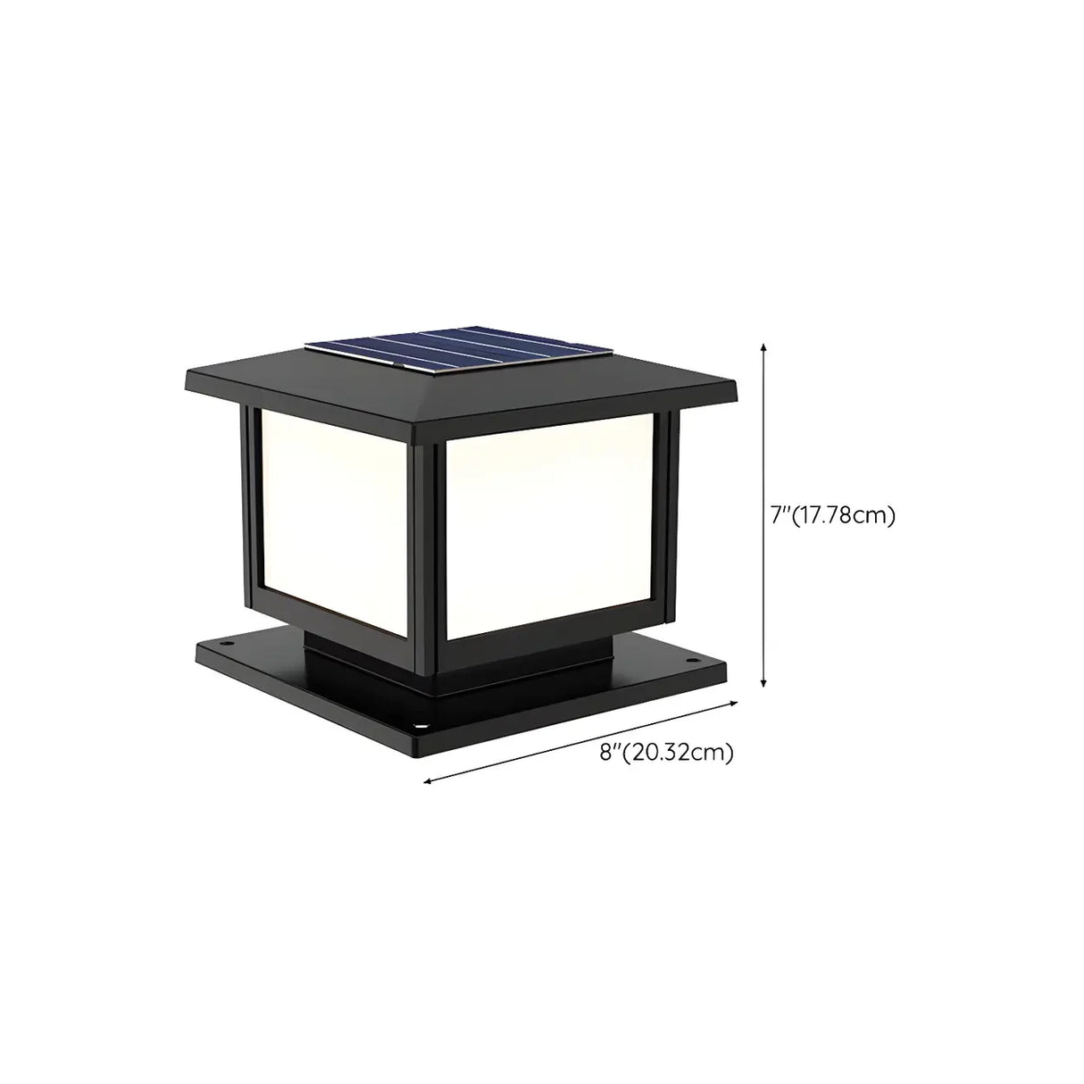 Simple Black Square Solar Outdoor Post Table Lamp Image - 14