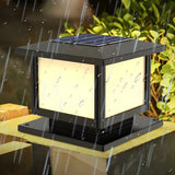 Simple Black Square Solar Outdoor Post Table Lamp Image - 4