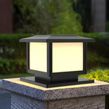 Simple Black Square Solar Outdoor Post Table Lamp Image - 5