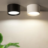 Simple Black White Cylinder Flush Mount Ceiling Light Image - 1