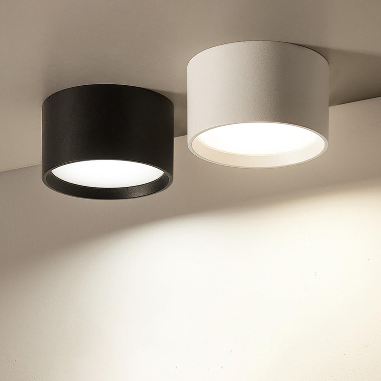 Simple Black White Cylinder Flush Mount Ceiling Light Image - 14