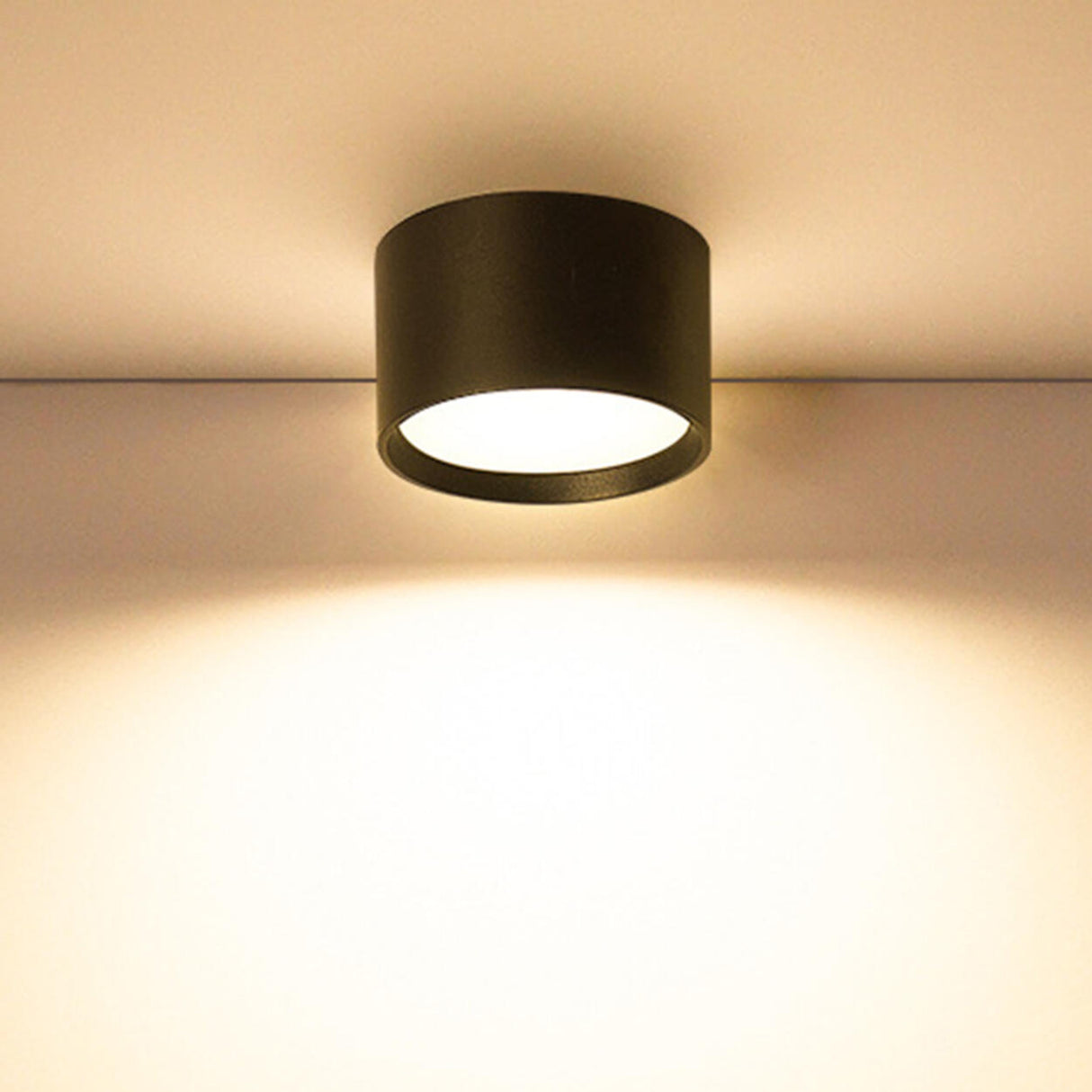 Simple Black White Cylinder Flush Mount Ceiling Light Image - 3