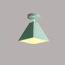 Simple Blue Green Geometric Iron Semi-Flush Mount Light Image - 11