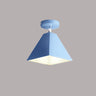 Simple Blue Green Geometric Iron Semi-Flush Mount Light Image - 9