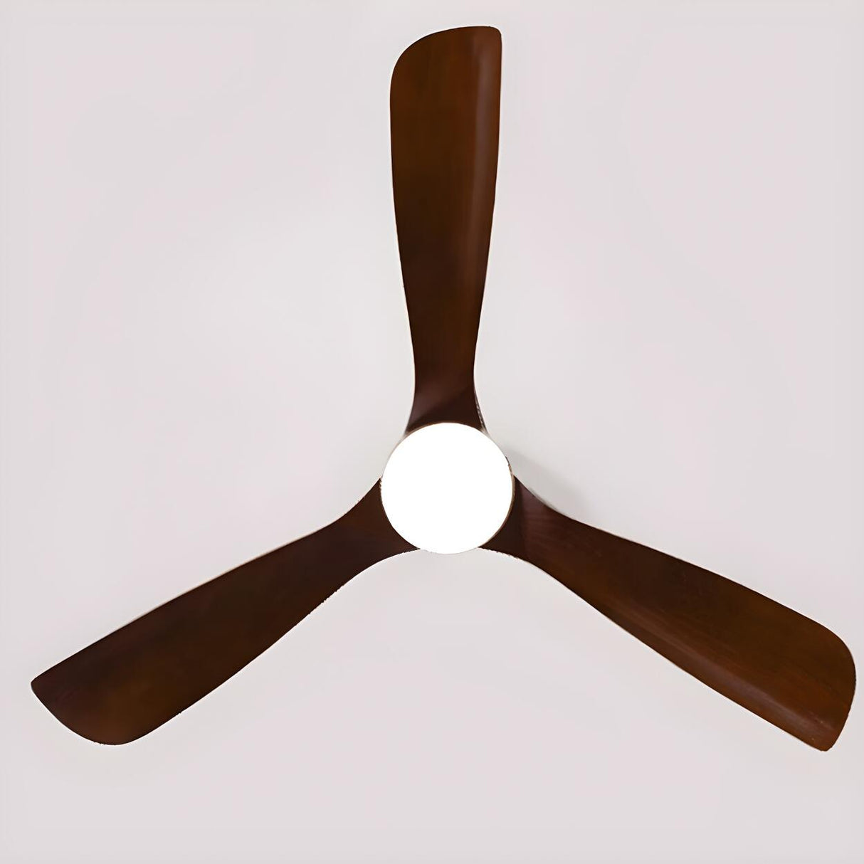 Simple Brown 3 Solid Wood Blade Ceiling Fan with Light Image - 10