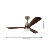 Simple Brown 3 Solid Wood Blade Ceiling Fan with Light Image - 17