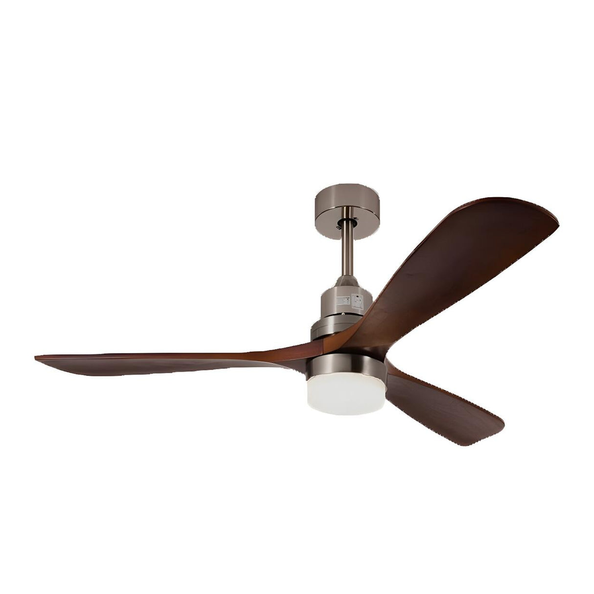 Simple Brown 3 Solid Wood Blade Ceiling Fan with Light Image - 5