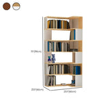 Simple Brown Corner L-Shape Wood Multi-shelves Bookcase Image - 19