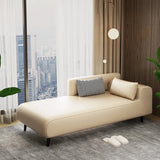 Simple Brown Rectangular Leather Solid Color Chaise Lounge Image - 3