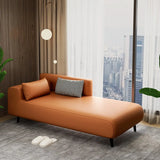 Simple Brown Rectangular Leather Solid Color Chaise Lounge Image - 5