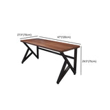 Simple Brown Wood Rectangle Metal Trestle Writing Desk Image - 10